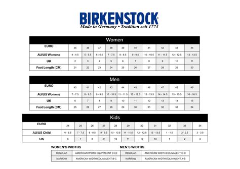 birkenstock printable size chart  birkenstock sandals