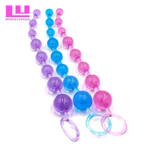 jelly anal beads prostate orgasm vagina plug play pull ring ball anal
