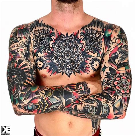 traditional style sleeve  chest piece