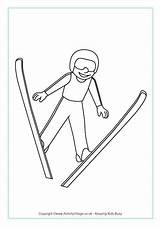 Ski Colouring Jumping Drawing Winter Olympics Skating Coloring Skiing Olympic Jumper Games Sports Activityvillage Drawings Board Preschool Pages Kids Colour sketch template