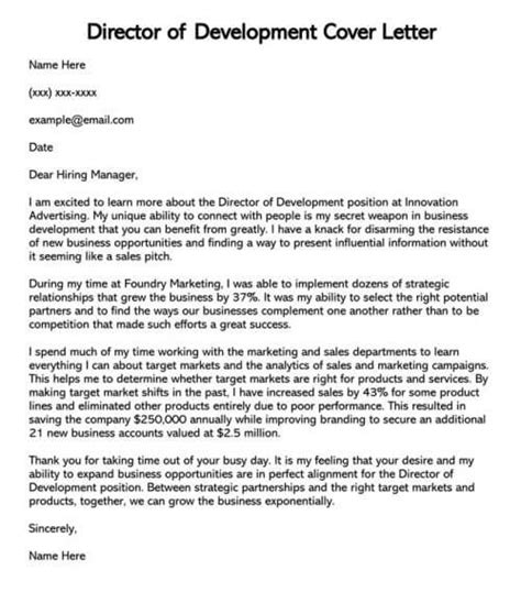 director  development cover letter sample templates