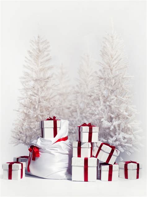 white christmas trees boxs photo backdrop vinyl cloth high quality