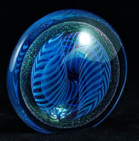 Art Glass Paperweight Artists Art Glass Dichroic Disc Shaped