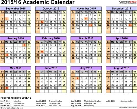 academic calendars 2015 2016 free printable excel templates