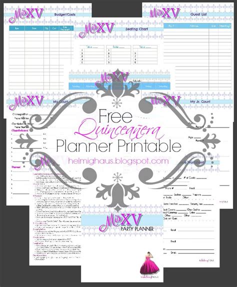 printable quinceanera planner  printable templates