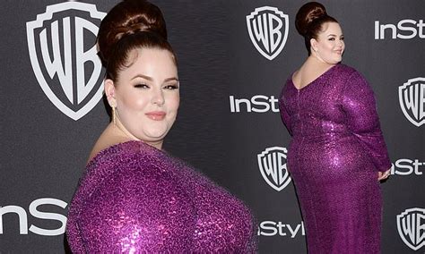 tess holliday oozes confidence in purple sequin gown at