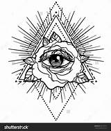 Eye Seeing Drawing Tattoo Pyramid Illuminati Rose Flash Vector Symbol Geometric Geometry Sacred Flower Tattoos Paintingvalley Eyes Hand Avopix Print sketch template