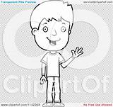 Boy Waving Teenage Adolescent Coloring Clipart Cartoon Outlined Vector Thoman Cory Clip sketch template