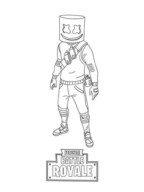 awesome marshmello fortnite coloring page  printable coloring