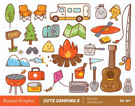 cute camping clipart kawaii clipart cute vector doodle clipart cute