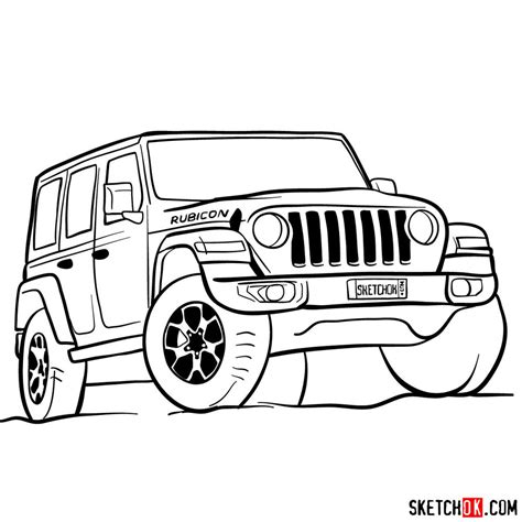 draw jeep wrangler rubicon sketchok easy drawing guides
