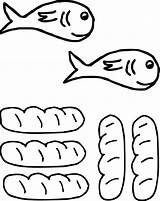 Loaves Fishes Colouring Fisch Wecoloringpage Fische Christliches sketch template