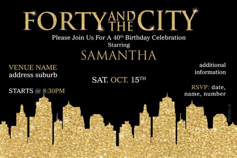 Sex And The City 40th Birthday Invitation