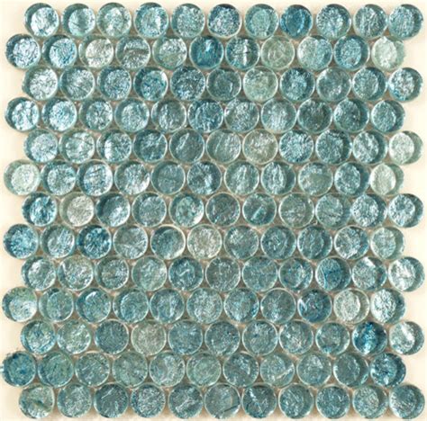 Sea Mist Circles Blue Backsplash Glossy Glass Contemporary Tile