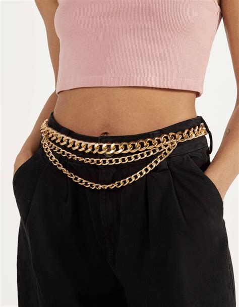 gold toned chain belt accessories bershka united states women chain belt belt