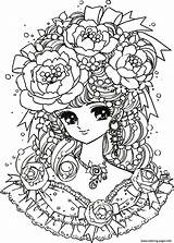 Coloring Pages Flowers Girls Print Manga Library Clipart Girl sketch template