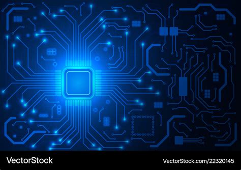 cpu chip  circuit board blue microprocessor vector image