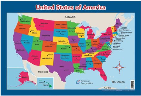 usa map  kids united states walldesk map    laminated