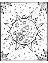 Coloring Space Pages Rocket Adults Stress Galaxy Anti Color Planets Zen Coloriage Imprimer Colorier Stars Interstellar Colouring Adult Mandala Adulte sketch template