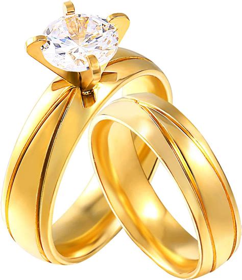 Daesar Stainless Steel Ring Men And Women Wedding Ring Set Cubic