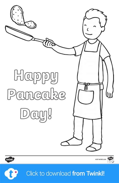 happy pancake day colouring page   pancake day happy pancake