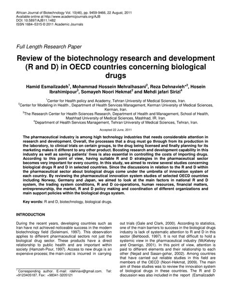 review   biotechnology research  development