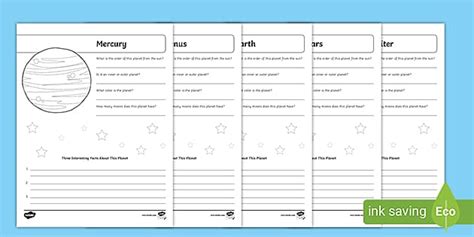 planets research fact writing activity    grade