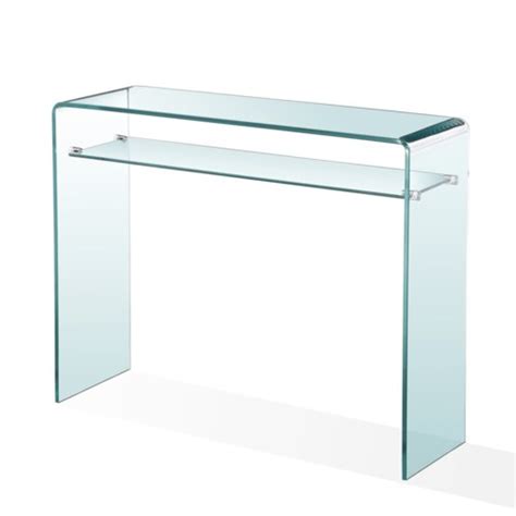 Bent Glass Console Table Gy S02cst 12 With Shelf Metro