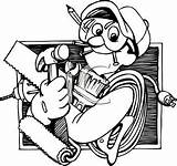 Handyman Coloring Pages Tools Clip Holding Getdrawings sketch template