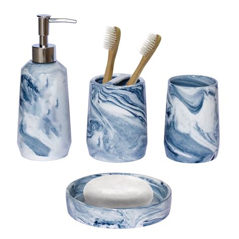 hometrends  piece bath accessories set blue swirl walmart canada