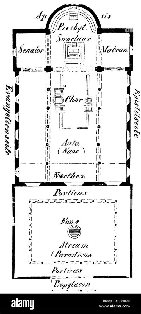 floor plan   early christian basilica stock photo alamy