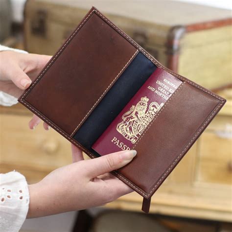 personalised antique leather passport cover  zip   british