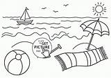 Beach Coloring Pages Printable Theme Kids Seasons Print Boat Small sketch template