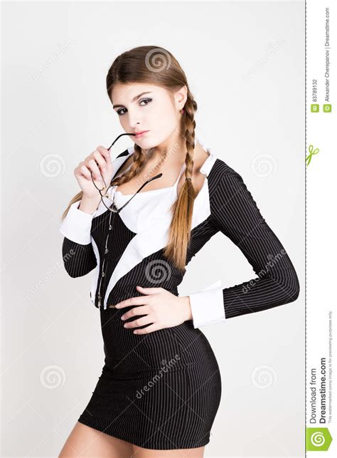 secretary portrait of beautiful brunette business lady