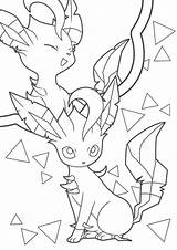 Eevee Coloring Pages Tulamama Evolution Leafeon sketch template