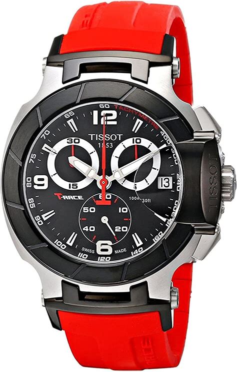 tissot men s t race strap chronograph watch black t0484172705701