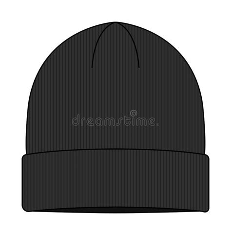 beanie hat knit cap template vector illustration black stock vector