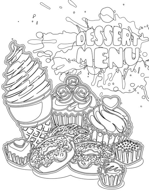 dessert food coloring pages  adults coloring pages image