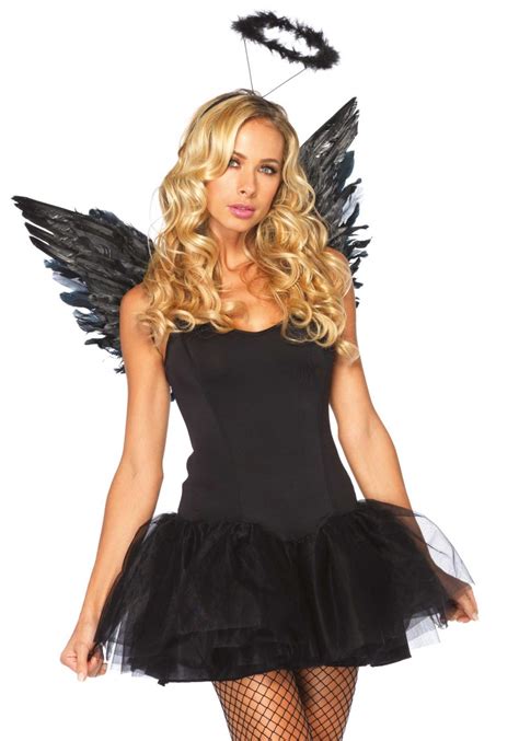 costumes angel costume kit with wings and halo in black or