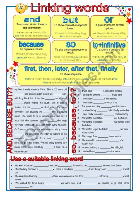 exercises  linking words