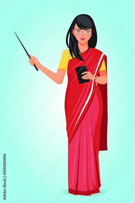 indian teacher in sari stock vector adobe stock