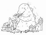 Godzilla Caricatura Ausmalbilder Comiendo sketch template