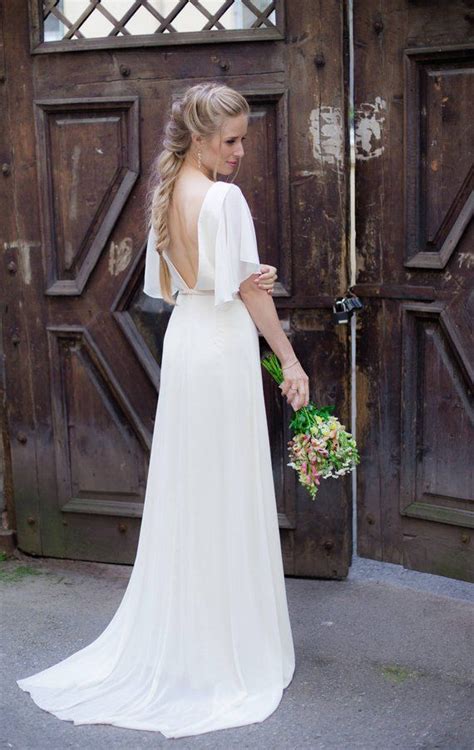 open  wedding dress vintage wedding dressesflare sleeve gown