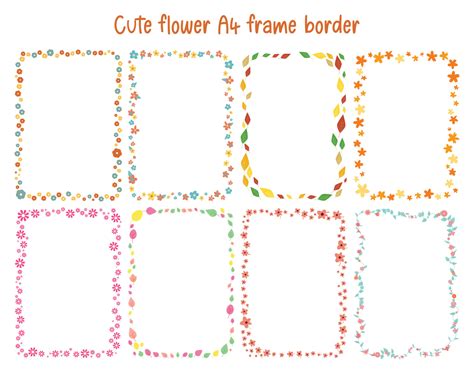 cute flower  sheet frame border design element set  worksheet