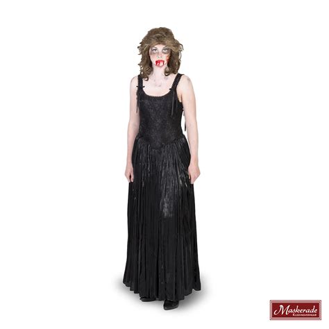 zwarte jurk zonder mouwen met plooirok huren bij maskerade kledingverhuur