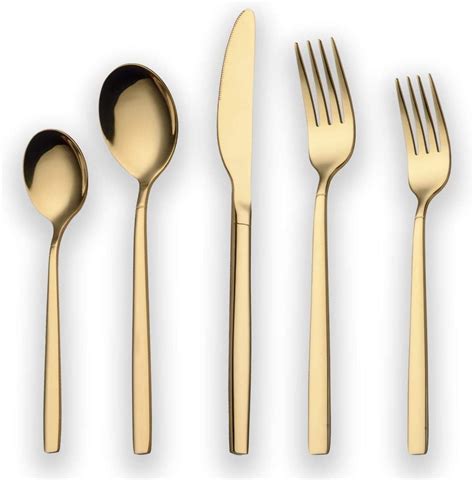 pieces gold plated stainless steel flatware set sliverware cutlery