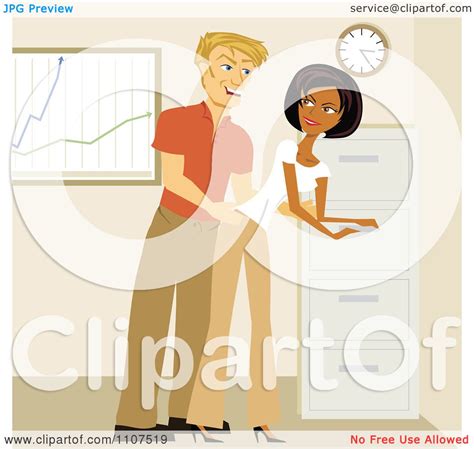 Clipart Man Sexually Harassing A Colleague In An Office