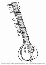 Draw Sitar Sketch Drawing Instruments Musical Step Sketches Tutorials Learn Paintingvalley Drawingtutorials101 sketch template