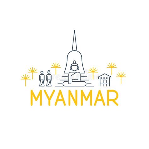 skyline  sights  myanmar   logo beneath stock illustration illustration  heritage