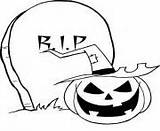 Coloring Pages Halloween Pumpkin Gravestone Printable Rip Color Info Online sketch template